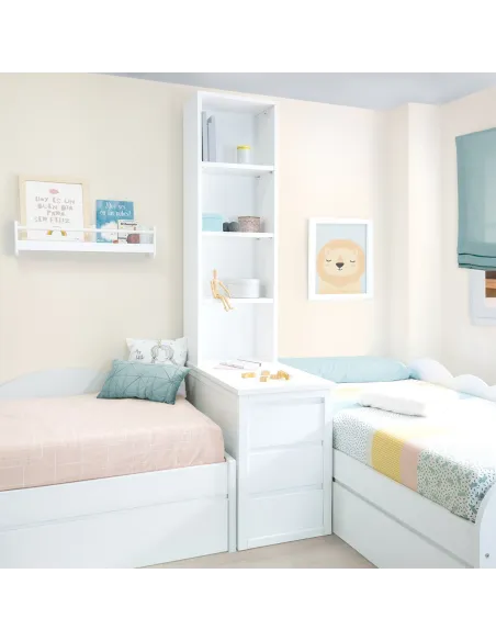 Lit gigogne et lit avec tiroir Nuage en L, rangement et étagères