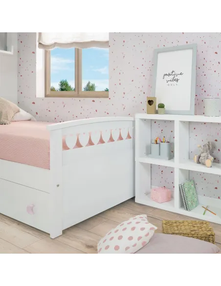 Lits enfant Coeurs avec tiroirs en L