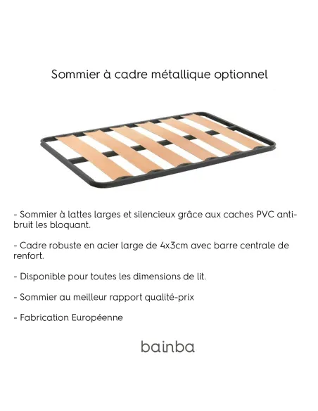 Sommier à lattes avec cadre métallique optionnel