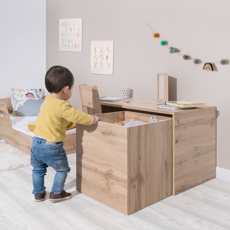 Table montessori avec rangement – basique chêne