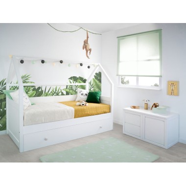 lit cabane avec tiroir blanc