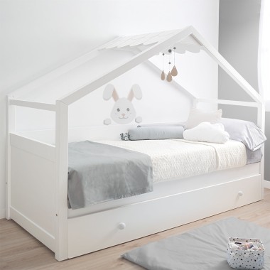 lit cabane avec tiroir Toit
