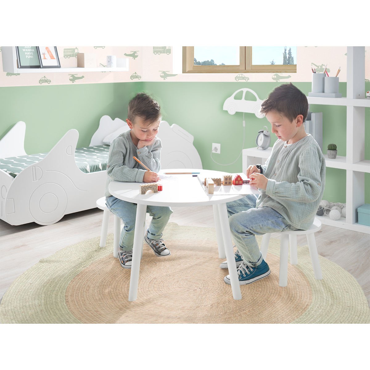 Jeu de table et chaises blanches enfant - Livraison gratuite