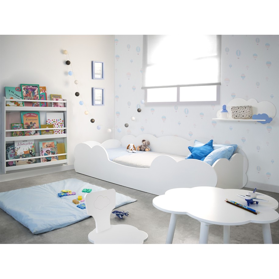 Chambre enfant Montessori Nuage avec bibliothèque