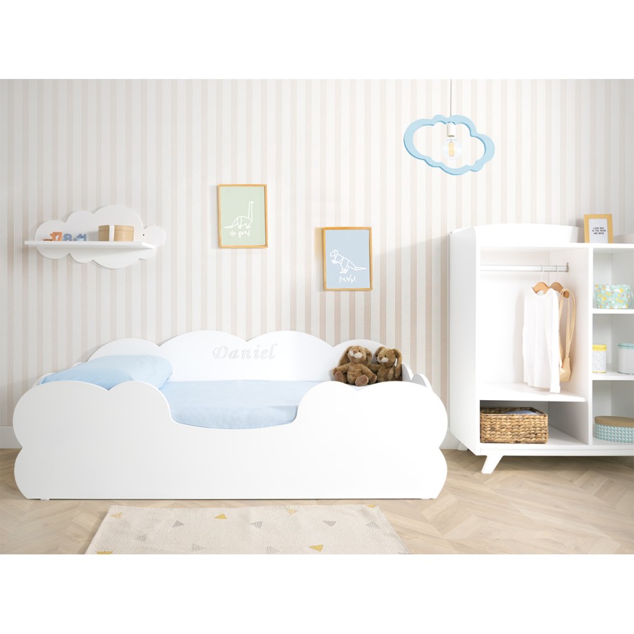 Chambre enfant Montessori Nuage personnalisé avec armoire