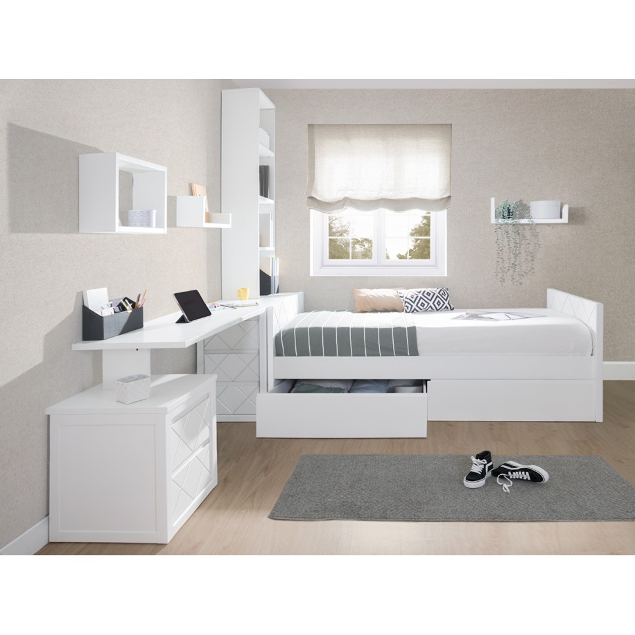 Chambre avec lit avec tiroirs Elegant