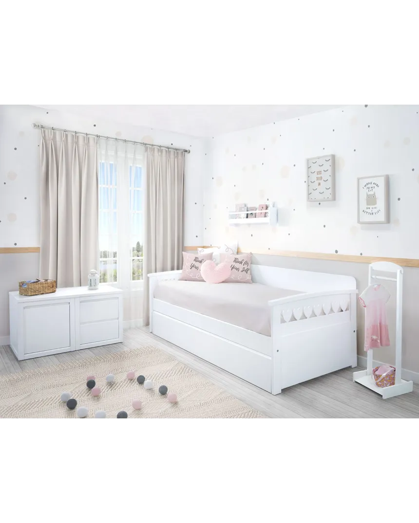 Chambre complète enfant lit gigogne Cœurs