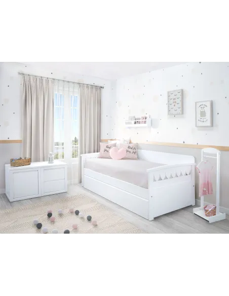 Chambre complète enfant lit gigogne Cœurs