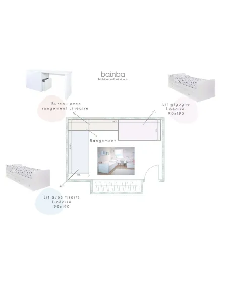 Plan chambre pour 2 ado Linéaire