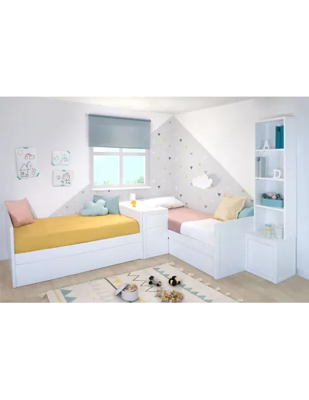 Chambre 2 enfants Linéaire avec bibliotheque
