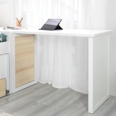 Bureau ado avec rangement blanc et bois Linéaire