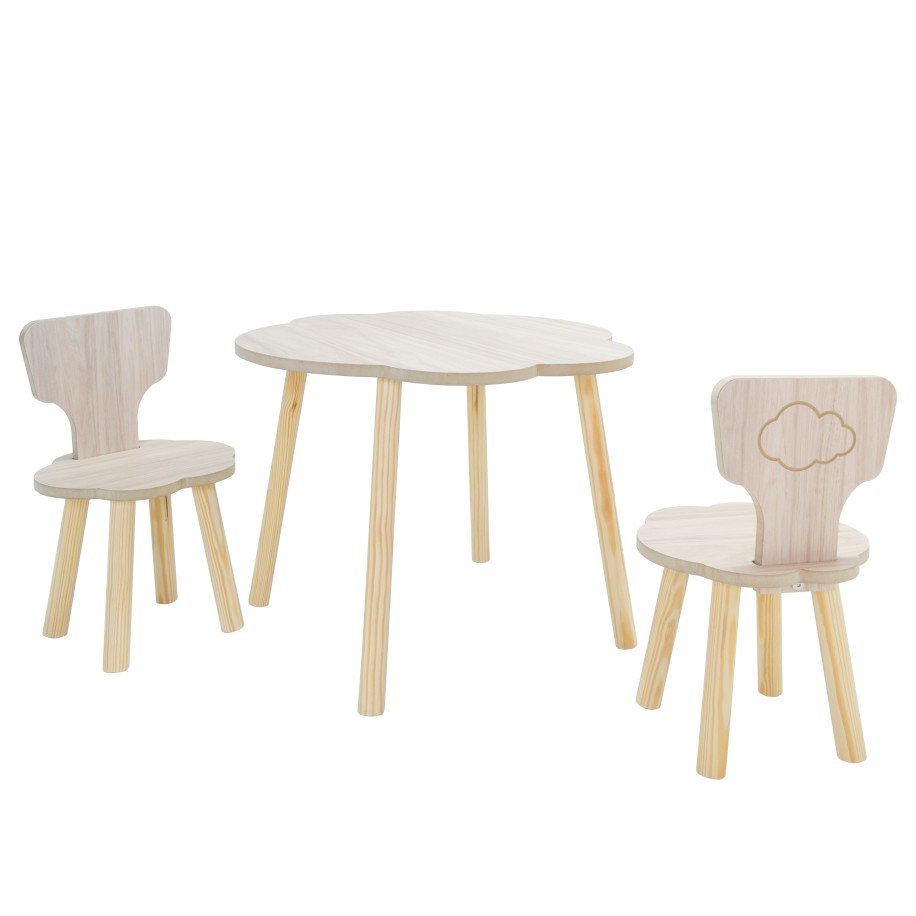 Table et chaises enfant nuage en bois – Basique