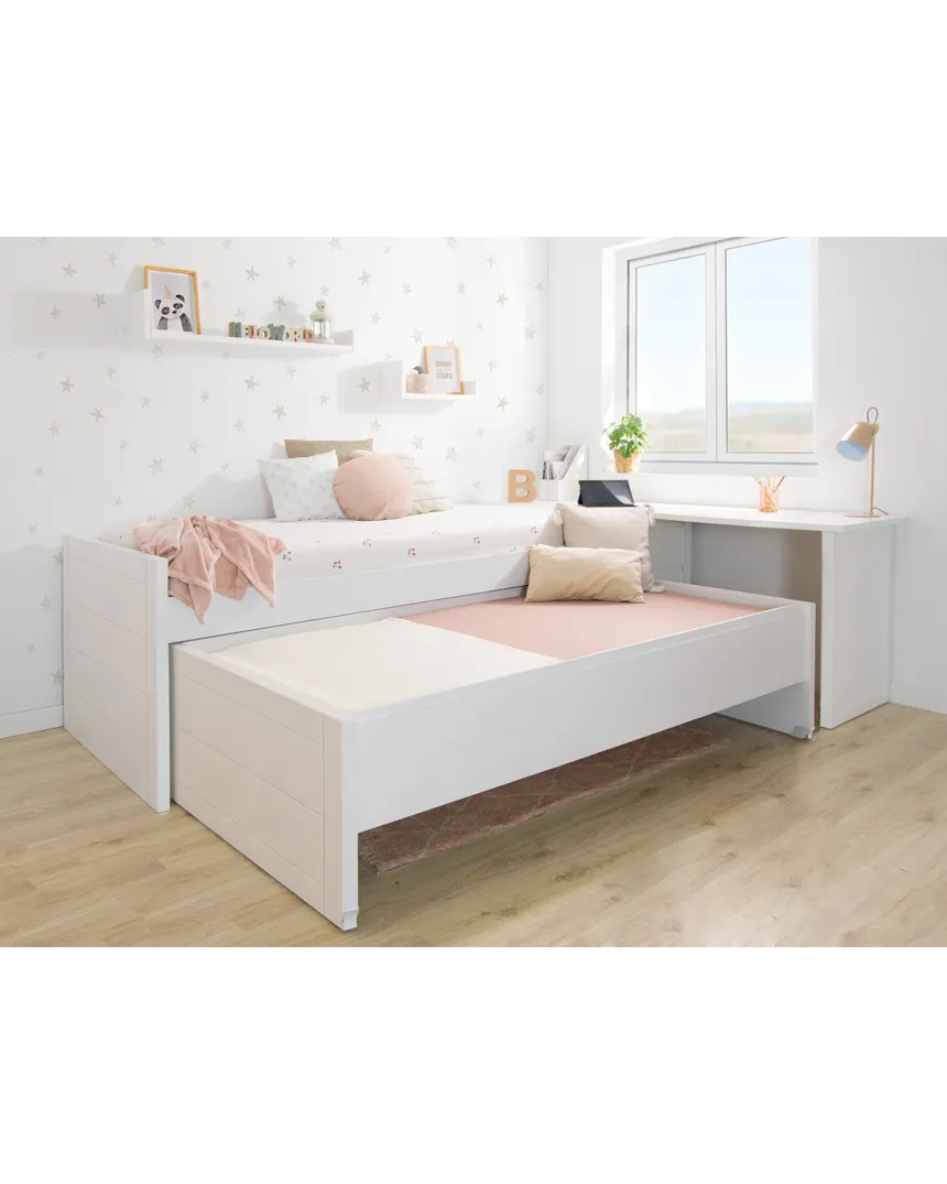 Chambre ado avec lit gigogne avec tiroirs compact et bureau 2