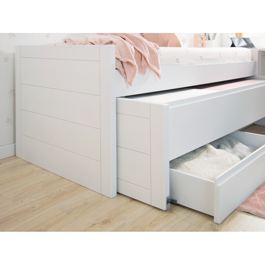 Chambre ado avec lit gigogne avec tiroirs compact et bureau