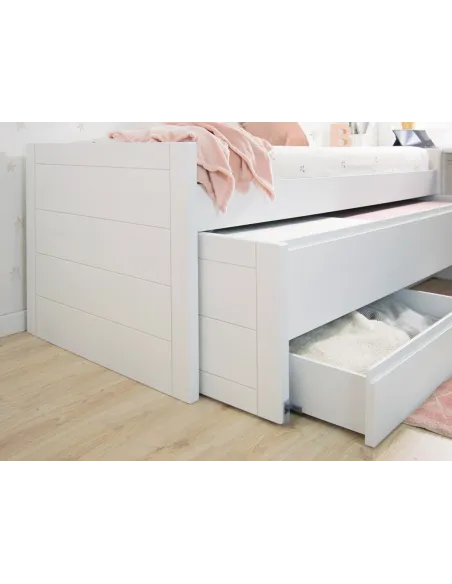 Chambre ado avec lit gigogne avec tiroirs compact et bureau