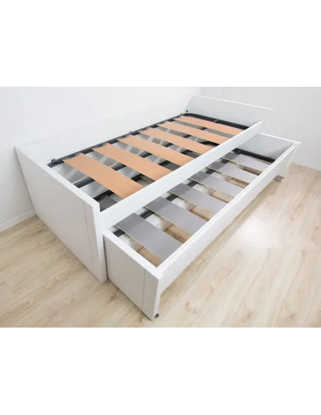 Chambre ado avec lit gigogne avec tiroirs compact et bureau