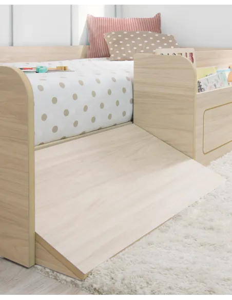 Lit montessori bois avec rangement et rampe | Livraison rapide