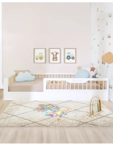 Lit montessori évolutif avec barrière Sofia Blanc - Livraison rapide