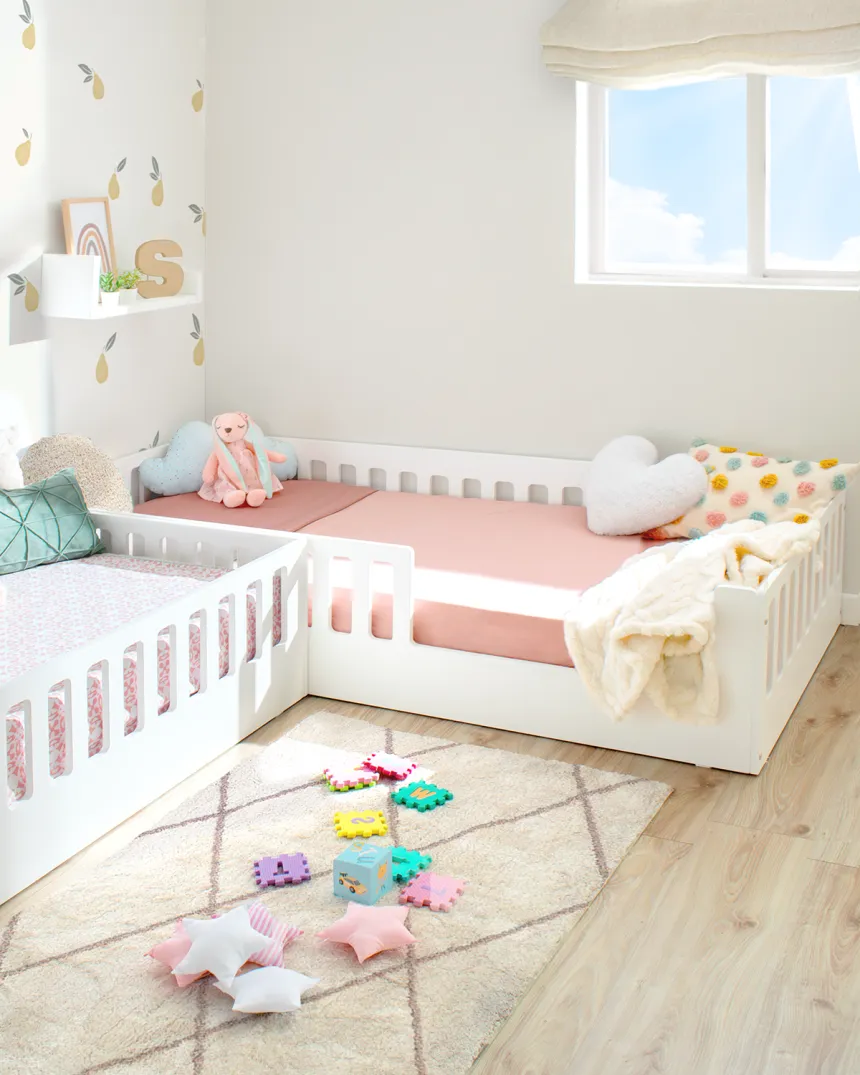 Lit montessori avec barrière CRETA Blanc - Livraison rapide