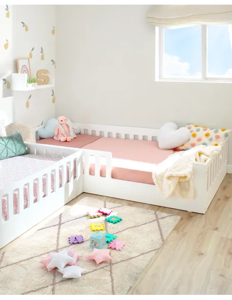 Lit montessori avec barrière CRETA Blanc - Livraison rapide