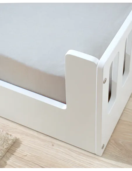 Lit montessori avec barrière CRETA Blanc - Livraison rapide