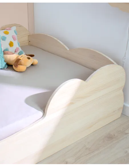 Lit Montessori Nuage en bois naturel - Livraison rapide