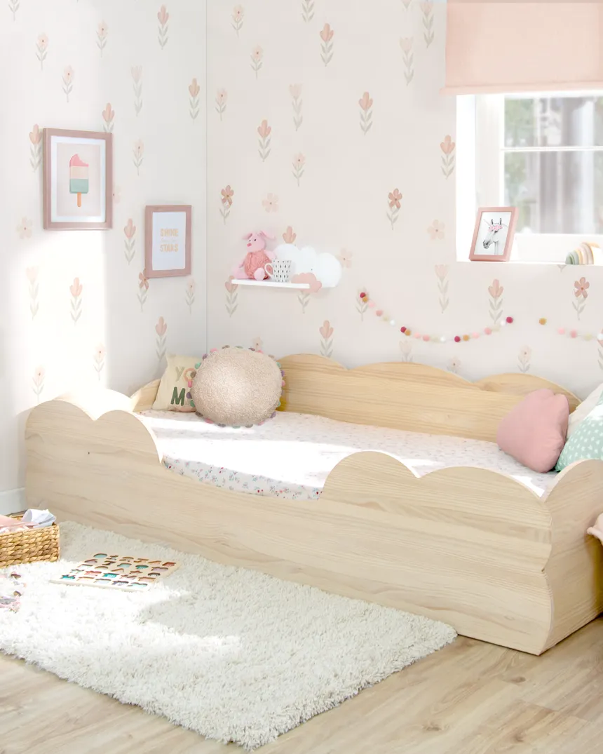 Lit Montessori Nuage en bois naturel - Livraison rapide