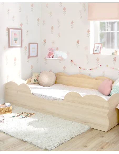Lit Montessori Nuage en bois naturel - Livraison rapide