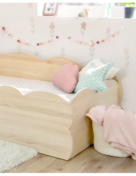 Lit Montessori Nuage en bois naturel - Livraison rapide