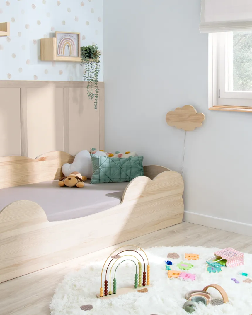 Lit Montessori Nuage en bois naturel - Livraison rapide