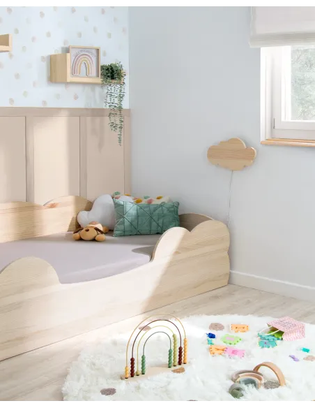 Lit Montessori Nuage en bois naturel - Livraison rapide