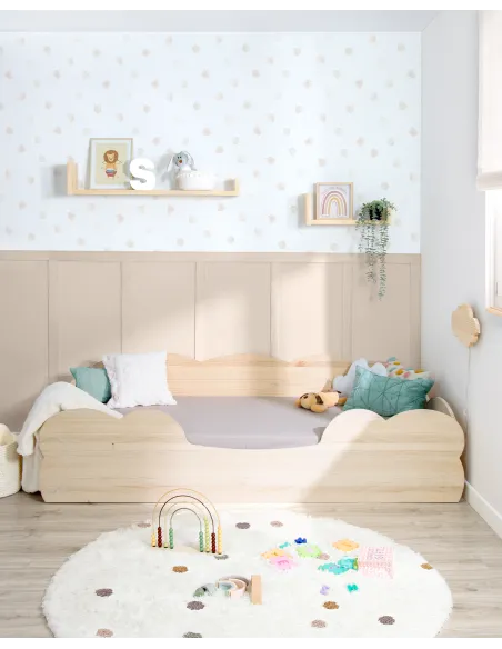 Lit Montessori Nuage en bois naturel