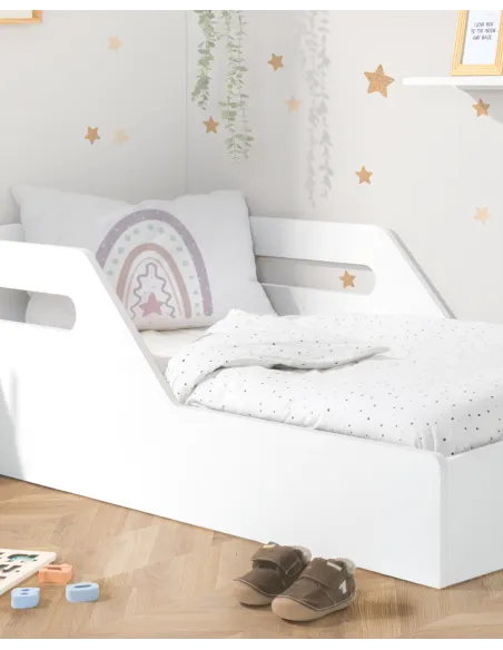 Lit bas montessori Droit blanc - Livraison rapide