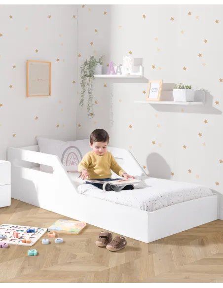 Lit bas montessori Droit blanc - Livraison rapide
