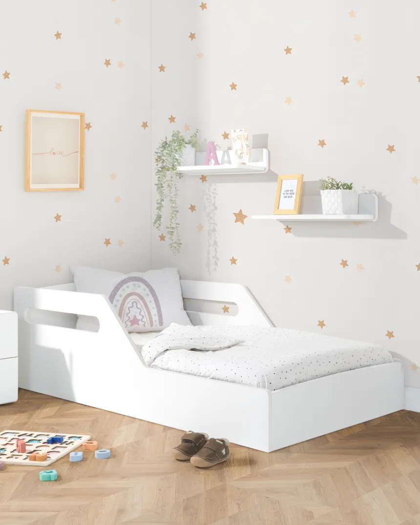 Lit bas montessori Droit blanc - Livraison rapide