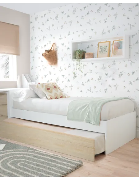 Lit gigogne ado scandinave avec pied bas.