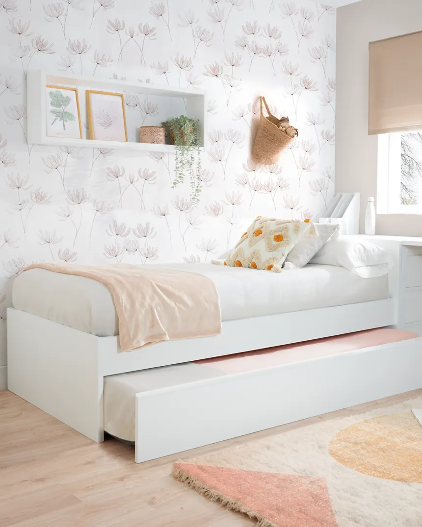Lit gigogne ado blanc pied bas