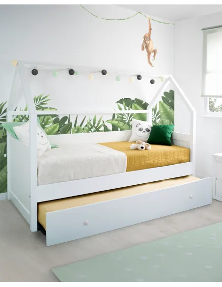 Lit Cabane gigogne blanc - 90x190 - Livraison rapide