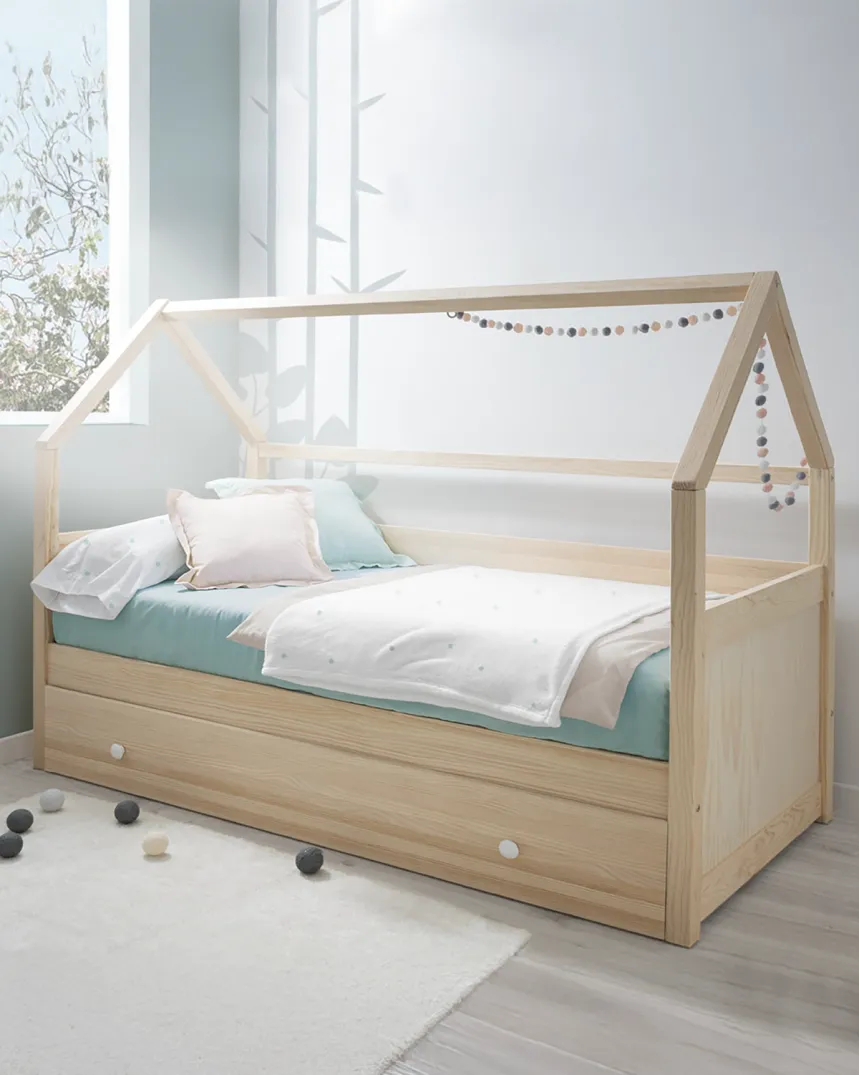 Lit Cabane gigogne enfant en bois - 90x190 - Livraison rapide