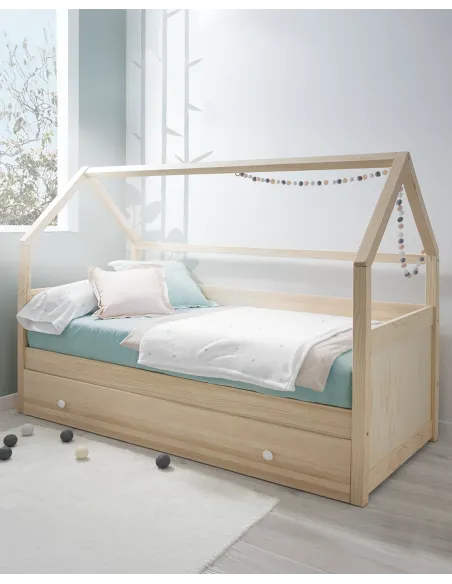 Lit Cabane gigogne enfant en bois - 90x190 - Livraison rapide
