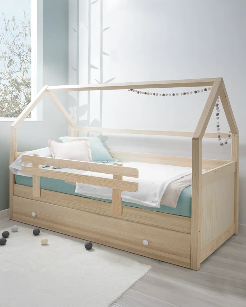 Lit Cabane gigogne enfant en bois - 90x190 - Livraison rapide