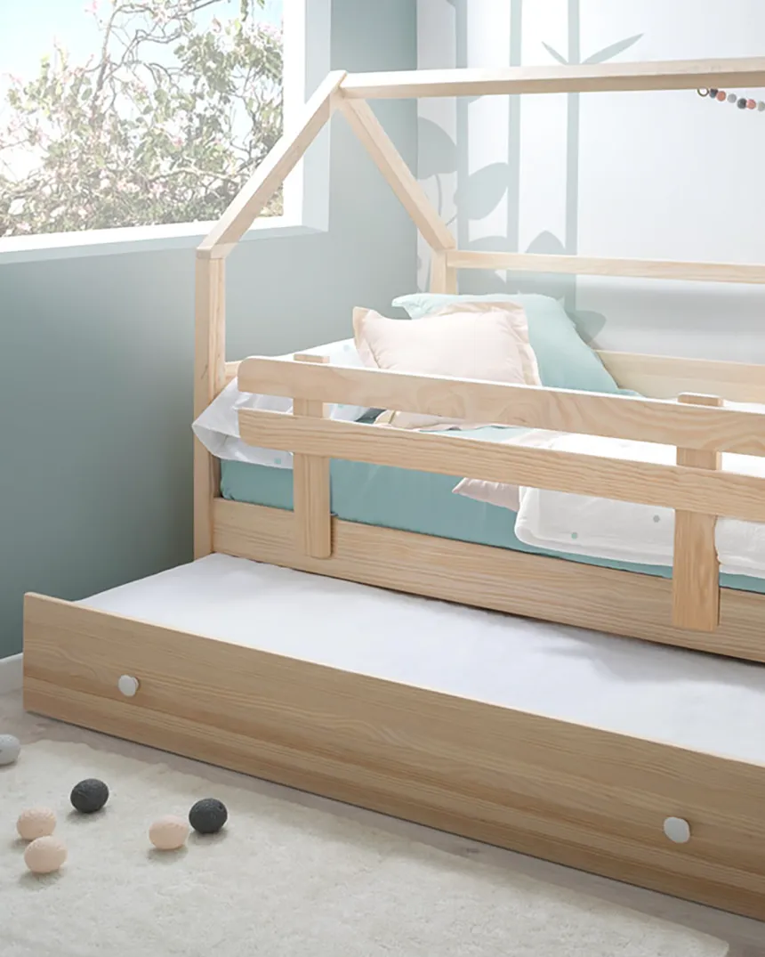 Lit Cabane gigogne enfant en bois - 90x190 - Livraison rapide