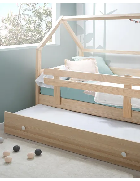 Lit Cabane gigogne enfant en bois - 90x190 - Livraison rapide