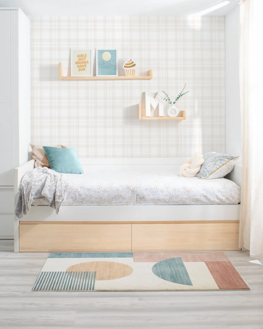 Lit ado avec rangement Linéaire blanc et bois - Livraison rapide