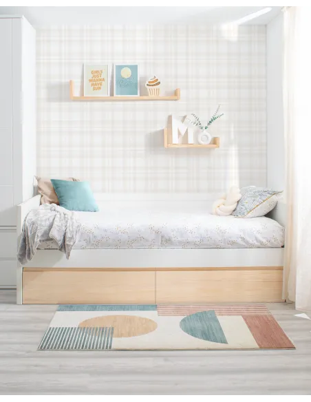 Lit ado avec rangement Linéaire blanc et bois - Livraison rapide