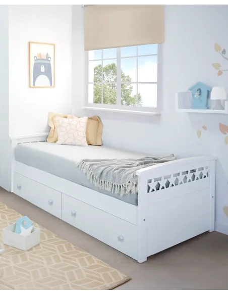 Lit enfant avec rangement Étoiles - Garantie 3 ans