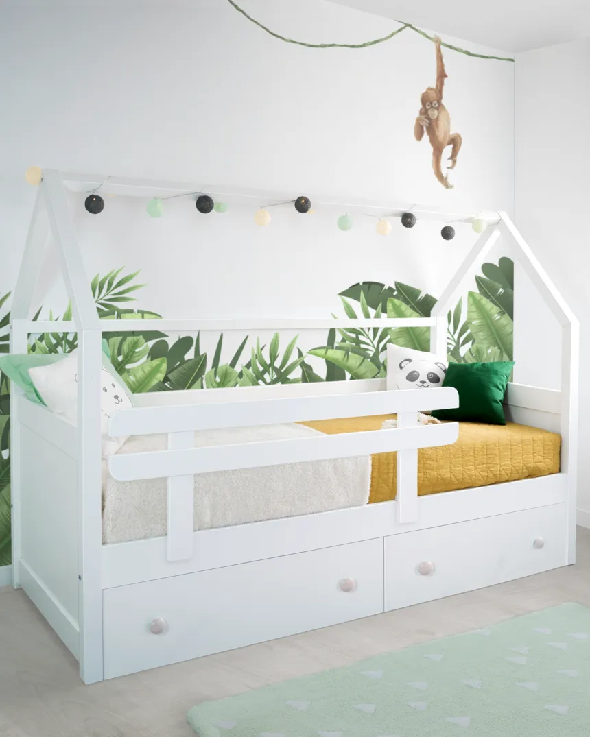 Lit cabane enfant avec rangement blanc - Livraison rapide 2