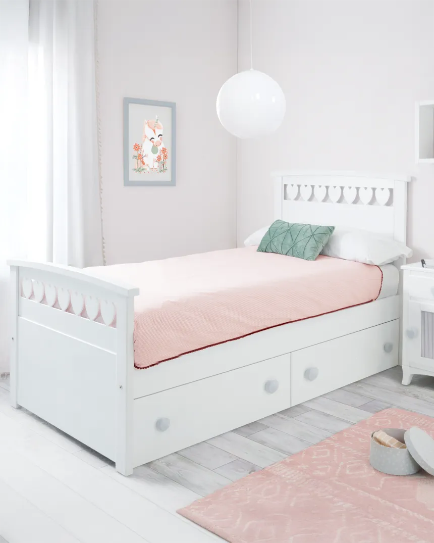 Lit enfant avec rangement Cœur II pour fille - Livraison rapide 2