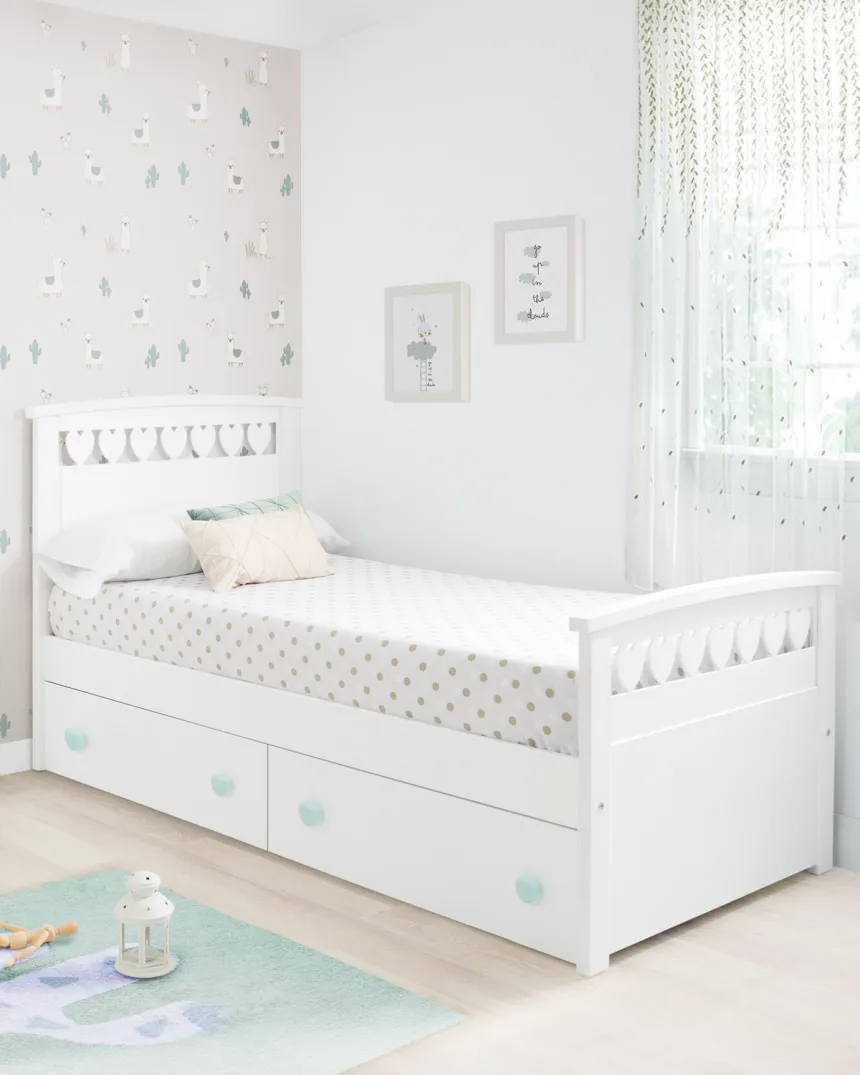 Lit enfant avec rangement Cœur II pour fille - Livraison rapide