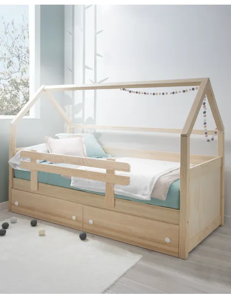 Lit Cabane enfant avec rangement en bois - Livraison rapide